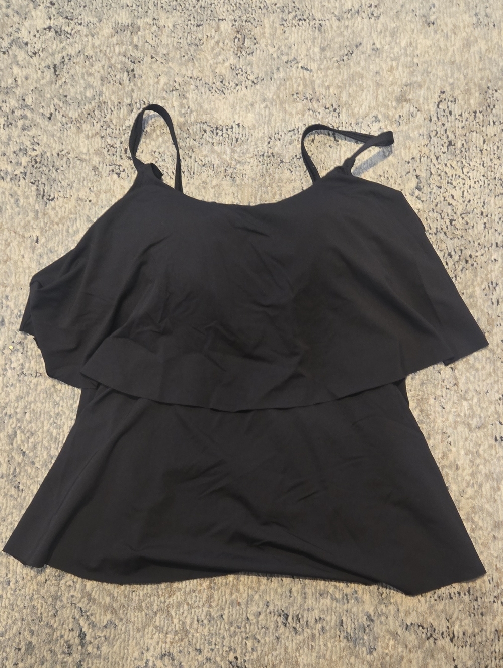 Lands' End Black Ruffle Camisole Tankini